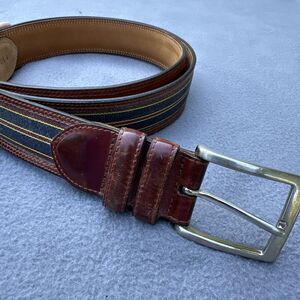 Bullock & Jones Brown Blue Leather Belt Handmade In Spain Mens 110/42 10452